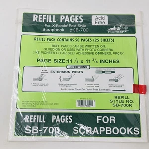 PIONEER REFILL SCRAPBOOK PAGES FOR SB-700, 50 PAGES (25 SHEETS) 11 1/4 X 11 3/4” - Picture 1 of 2