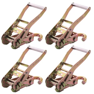 Ratchet Buckle with Swivel Hook, Double Locking Ratchet Towing 4 Pack Tie Down - Picture 1 of 5