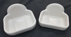 Pair of White Art Deco Porcelain Soap Dishes with Arched Back - Picture 1 of 5