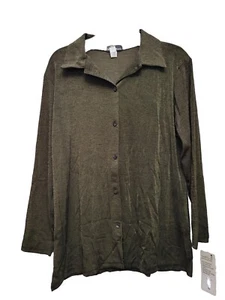 NEW MADE IN HEAVEN Small Shirt Top Long Sleeve Slinky Stretch Shirt  - Picture 1 of 5
