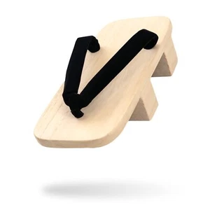 Japanische XXL Geta Sandalen Paulownia Holz zwei Zähne hoch-millon schwarz Riemen Japan - Bild 1 von 6