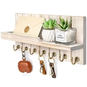 Farmhouse Key Holder Wall Mount with Organizer - Rustic Key and Holder for Wa... - Picture 1 of 6