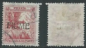 1918-19 FIUME USATO BENEFICENZA 40 F SOPRASTAMPA A MANO II TIPO - F1.2 - Picture 1 of 1