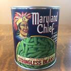 Antique Maryland Chief Green Beans Empty Tin Can J. Langrall & Bro. Baltimore MD