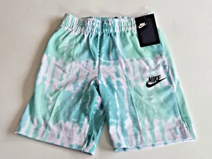 Nike Little Boy's Size 6 Green White Tie Dye Sweat Shorts Cotton Blend NWT - Picture 1 of 2