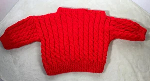 Crocheted Youth Sweater READ FOR MEASUREMENTS Girls Red Heart Snap Closure - Picture 1 of 12