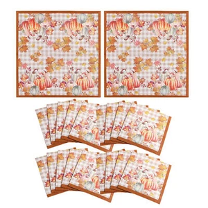 Fall Thanksgiving Napkins Autumn Paper Napkins Pumpkin Maple Leaves Napkins - Picture 1 of 12