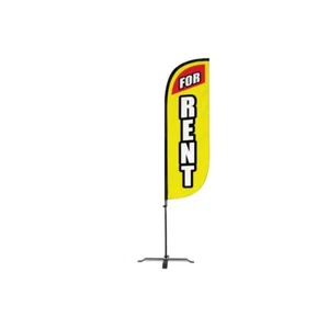 Feather Flag Set - 5ft Tall For Rent Banner Flag with Pole Kit and X-Stand Base - Picture 1 of 7
