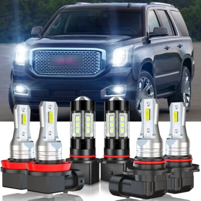 Combo bombillas LED haz alto/bajo + luz antiniebla 6x para GMC Yukon XL 2015-2020 Foto 1 de 4