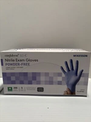 Guantes de examen de nitrilo McKesson 200 Ct Confiderm sin polvo - tamaño mediano - azul Foto 1 de 3