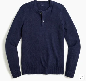 Suéter Henley lana de cordero para hombre J Crew azul marino profundo S nuevo con etiquetas - Imagen 1 de 2