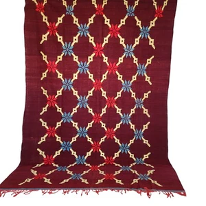 Vibrant Moroccan Handmade Rug Red Blue Floral Wool Tribal Azilal Berber Carpet - Picture 1 of 24