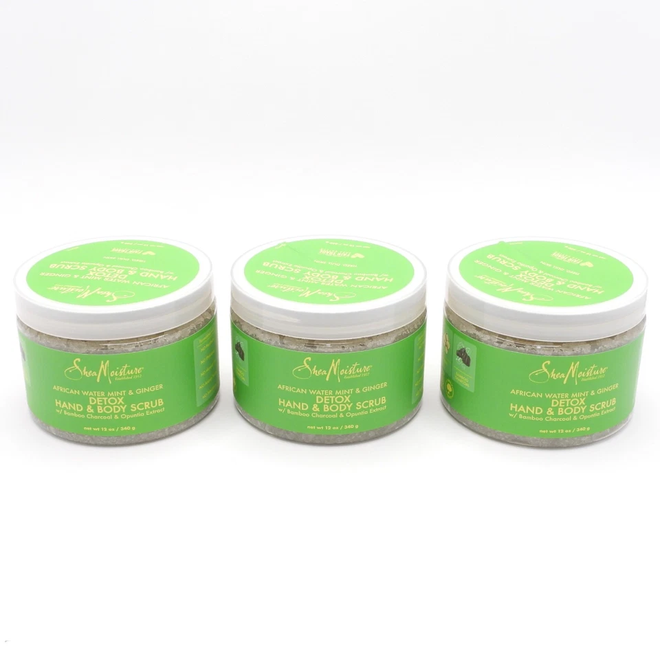 2 Shea Moisture Detox Hand Body Scrub 12oz African Water MINT Ginger No Parabens