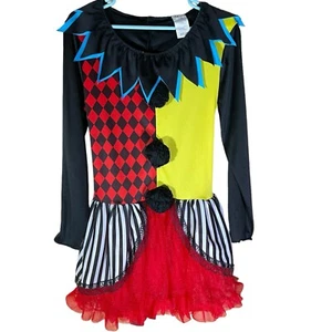 Clown Costume Women's Adult Size Small 4-6 Dress Long Sleeve Halloween - Picture 1 of 4