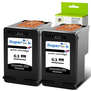 2 Stück 63XL Tintenpatrone Schwarz für HP OfficeJet 3830 4650 4655 ENVY 4512 4516 4520 - Bild 1 von 24