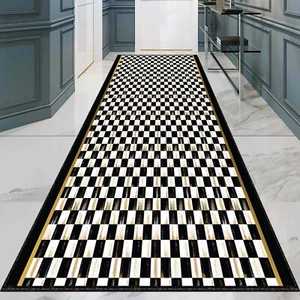 Elegant Runner Rug, Checkered Hallway Carpet, Modern Long Floor Mat, Stylish rug - Picture 1 of 12