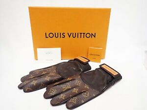 Authentic LOUIS VUITTON Supreme Monogram Gloves MP1893 Baseball Men's Browns