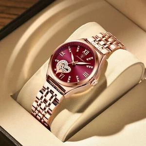 Womens Quartz Watches Stainless Steel Luxury Rhinestone Luminous Date Wristwatch - Picture 1 of 23