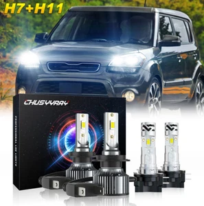 4x H7 H11B LED Headlight Bulbs Kit High Low Beam 6000K For KIA Soul 2012-2013 - Picture 1 of 12