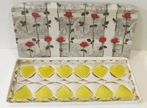 schöne mehrfarbige rechteckige Vintage Gebäck/Kuchen Glasplatte in OVP - Bild 1 von 3