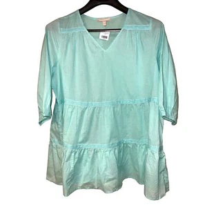 Blusa Mujer Dentro 18W 20W TOP Babydoll Swing Gasa Cuello en V Espuma de Mar Grande NUEVA - Imagen 1 de 11