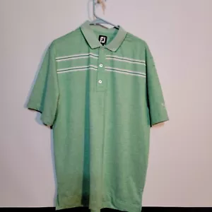 FootJoy ice Green Short Sleeve Performance Golf Polo Shirt Mens Button Size L - Picture 1 of 6