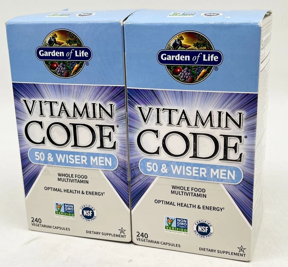 Pack de 2 suplementos multivitamínicos Garden of Life Vitamin Code 50 & Wiser Men Foto 1 de 4