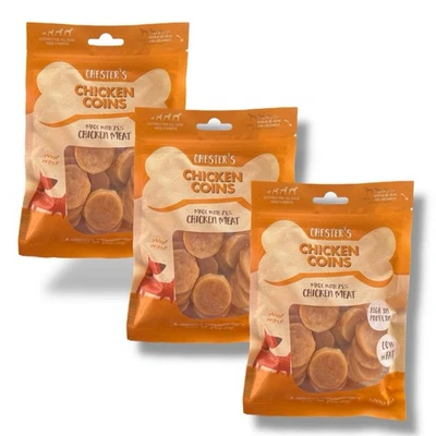 CHESTER 'S Chester's Meaty Chicken Coins Dog Treats - Pack of 3 - Real Chicken - 360g Total