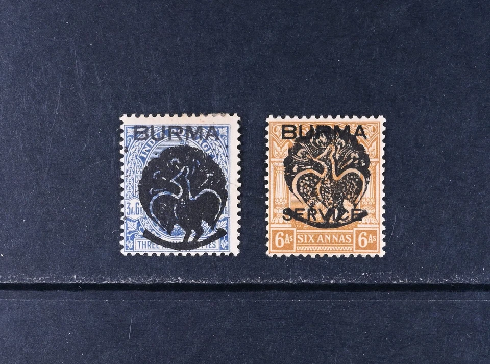Burma Myaungmya Scott # 1N26-1N27 VF OG Hinged/HR British Colony Stamps Cat $180 - Image 1 of 2