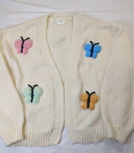 Luna Ivy Women's Ivory Open Cardigan Knit Sweater Size L 100% Polyester EUC - Picture 1 of 7