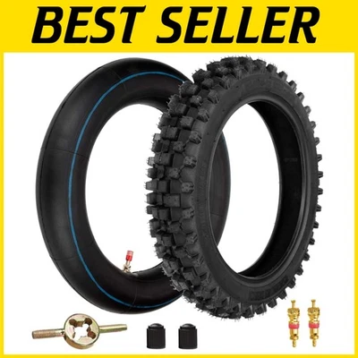 80/100-12 Premium Dirt Bike Tire with Inner Tube - Fits 90cc to 125cc Models - Image 1 of 4