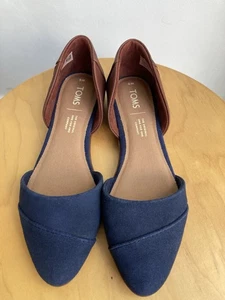 Toms Jutti D’orsay Womens Shoes NWOT Size US6 Navy Brown Flats Slip On Leather - Bild 1 von 13