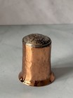 Vintage Thimble 1933 Three Pence Coin On Hammered Copper Thrupenny Bit