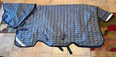 Horseware Rhino Plus Turnout Medium Wt (200 g) - Gris Cuadros - 75" (6'3") - Usado Foto 1 de 4