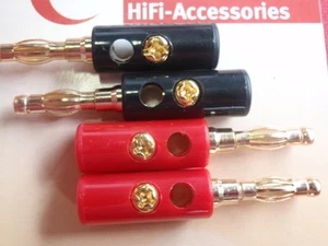 4x GOLD BANANENSTECKER (BÜSCHELSTECKER,GOLDSTECKER) 4mm HIFI + MODELLBAU  24079 - Picture 1 of 1