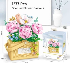 1277 Pcs Flower Bouquet Building Kit BonsaIRose Fower Basket Building Blocks NEW - Picture 1 of 5