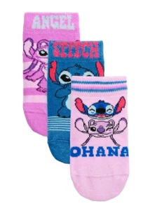Kids Girls Disney Lilo & Stitch Trainer Socks 3 Pack - Picture 1 of 2
