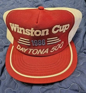 Vintage 1986 Winston Cup Daytona 500 NASCAR Snapback Trucker Cap Hat - Picture 1 of 9