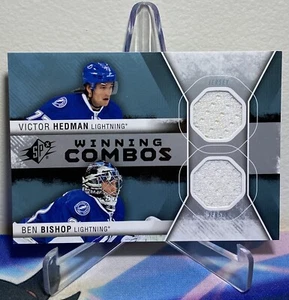 2014-15 Upper Deck SPX VICTOR HEDMAN BEN BISHOP #WC-VB WINNING COMBO DUAL JERSEY - Picture 1 of 2