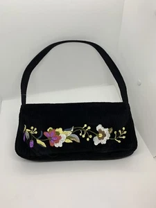 Purse vintage style hipster Corduroy embroidered hippie flower Handbag - Picture 1 of 12