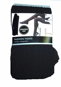 George no bind control top waistband fashion tights size 1 black - Picture 1 of 2