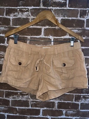 Happily Grey Women's Lightweight Linen Blend Tan Baggy Utility Shorts Size Large - Image 1 of 2