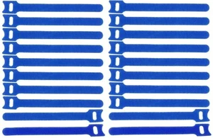20x Kabelklettband 15 cm x 22 mm blau Klettband Klett Kabel Binder Band Strap VT - Picture 1 of 6
