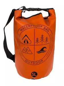Seesack Beutel wasserdicht outdoor für Camping Wandern Rollbeutel orange 5L - Bild 1 von 6