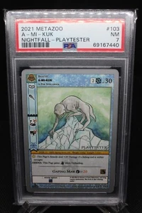 PSA 7 A-Mi-Kuk - 103/163 2021 Playtester/Sample Nightfall - Metazoo Card - Foto 1 di 2