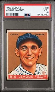 1933 Goudey #178 Jackie Warner PSA 3.5 RC Rookie Phillies (3832) - Picture 1 of 2