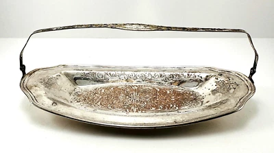 Bread Tray Viking Plate EP on Copper Silver Plated with Ornate Folding Handle - Image 1 of 4