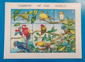ST. VINCENT 1995 PARROTS OF THE WORLD 9v M/S - bird stamps MNH - Picture 1 of 1