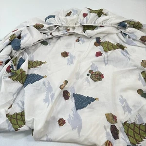 vintage dan river fitted sheet queen winter holiday christmas tree blue usa - Picture 1 of 12