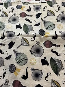 1 Yd Andover 2014 Fabric 100% Cotton Vintage Look Pattern Retro Steam Punk Junk - Picture 1 of 3